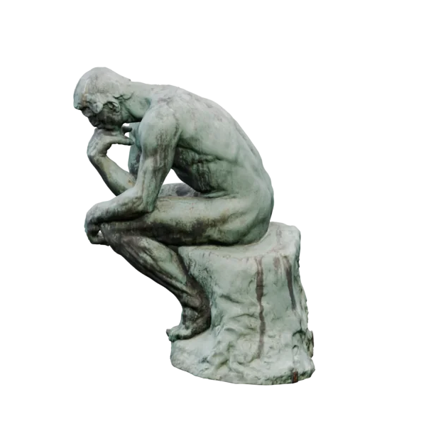 Rodin Thinker Bronze Cast, shown in a rotating 360-degree view