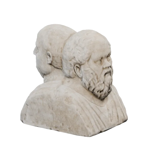 Socrates Seneca Double Herm, shown in a rotating 360-degree view